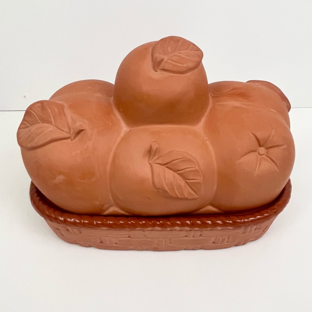 1994 Vintage Boston Warehouse Trading Corp Casserole Clay Apple Baking With Lid